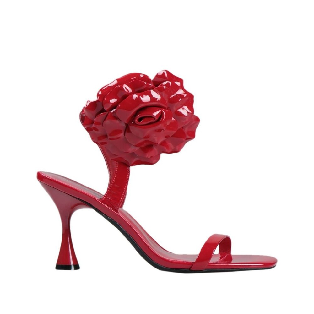 NIB Jeffrey Campbell Flower Power Heels Red Patent Leather Ankle Strap‎ Sz 40